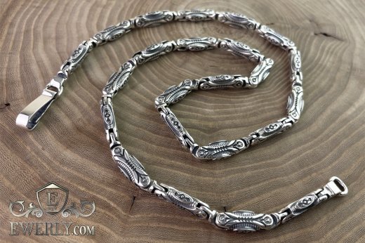 Men's silver chain 55 cm 90 grams with blackening 111505EB
