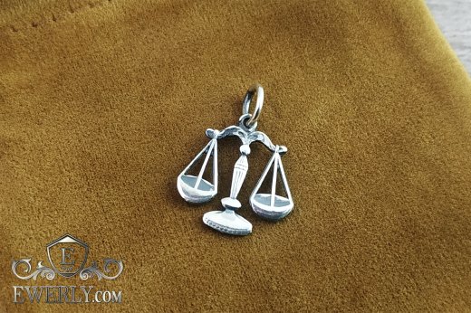 Buy pendant of the Zodiac sign "Libra" of silver with blackening