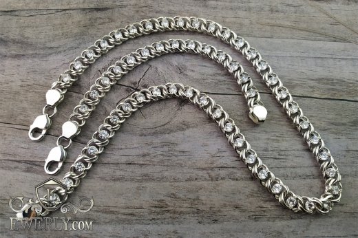 Set : chain and bracelet "Arabic bismarck with stones" of sterling silver to buy 161001RF