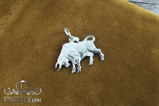 Buy pendant of the Zodiac sign "Taurus" of sterling silver