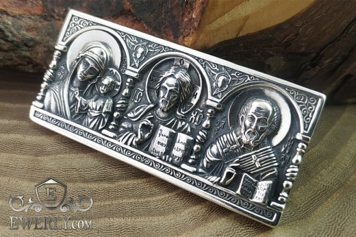 Серебряная православная иконка для водителя, серебро с чернением