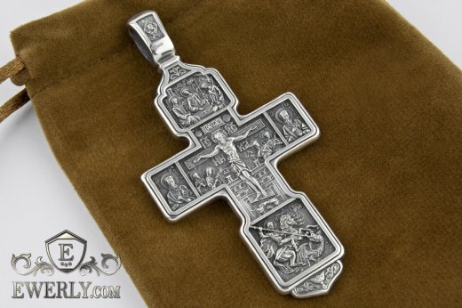 Silver orthodox cross for a man to buy