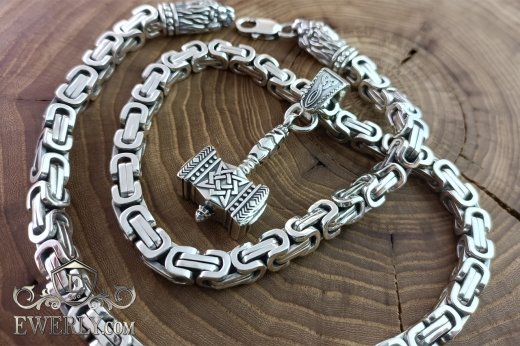 Men's silver chain "David" with pendant "Hammer" of silver