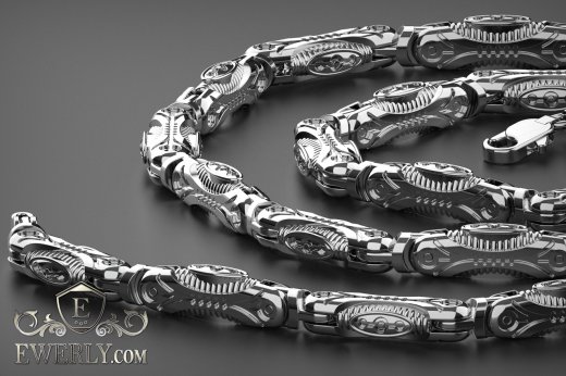 Авторская серебряная цепочка - купить плетение из серебра 111505BP