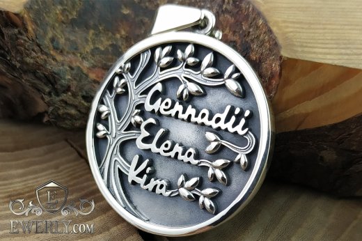 Custom-made silver pendant with a tree, buy pendant of silver