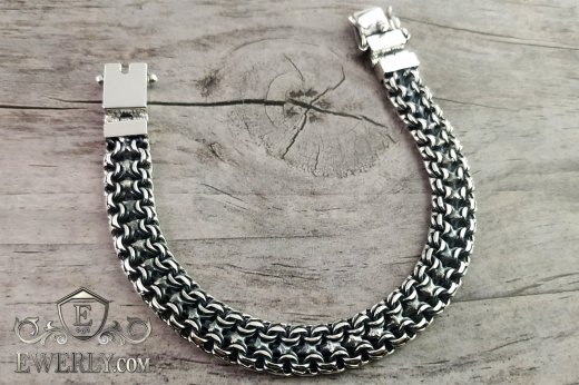Buy men's silver bracelet "Double Bismarck" 50 grams