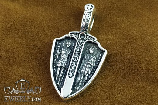 Pendant-pendant St. George the Victorious, buy sterling silver with blackening 0102236CU