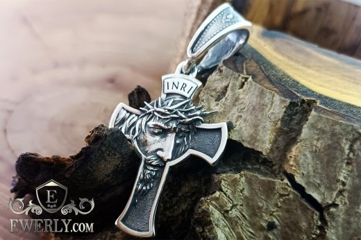 Buy silver cross with a prayer and the face of Jesus without a crucifix