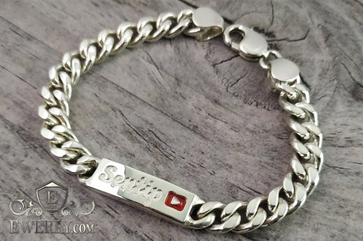 Buy a bracelet with plate of silver - weaving "Carapace" 121014LF