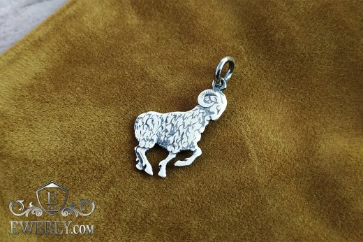 Buy pendant of the Zodiac sign "Aries" of silver with blackening