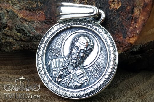 Pendant - icon "Nicholas the Wonderworker" of silver on the neck