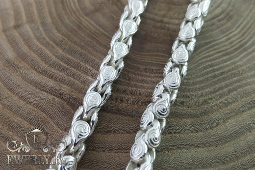 Плетение цепочки из серебра авторское - купить прочное серебряное плетение 101503JR