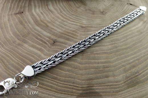 Bracelet "Thai weaving" of sterling silver with blackening to buy