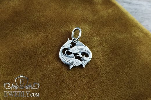 Buy pendant of the Zodiac sign "Pisces" of silver with blackening