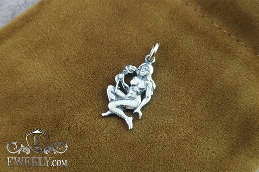 Серебряная подвеска Дева - купить знак Зодиака из серебра с чернением