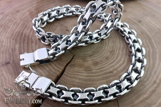 Heavy silver chain Pharaoh - weaving 70 cm 400 grams buy