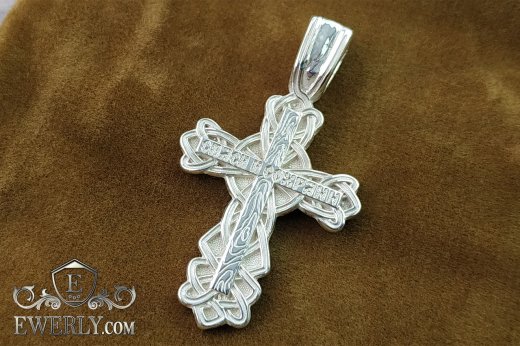 Крест православный нательный, серебро 925 пробы купить 08602XC
