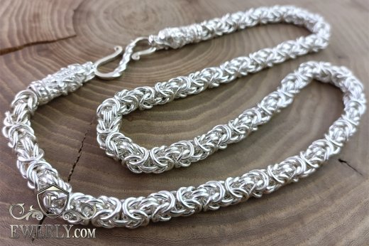 Buy large silver chain Malvina 125 grams on the neck