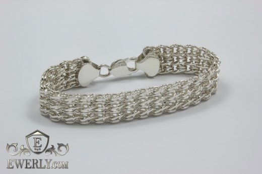Thick men's bracelet "Triple side bismarck" of sterling silver to buy 121032VN