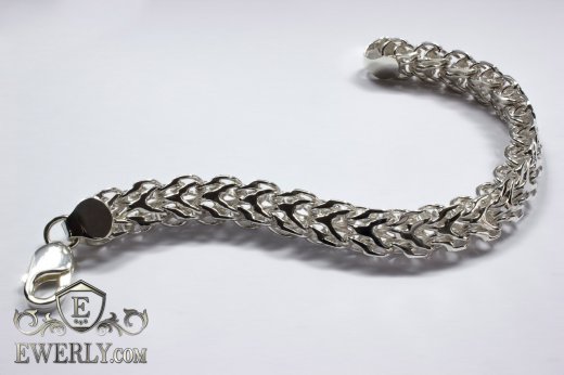Thick men's bracelet "Alligator" of sterling silver to buy 121016XT