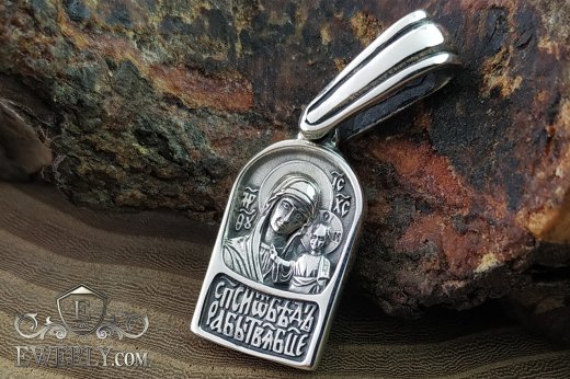 Срібна підвіска - ікона Божої Матері та Архангела Михаїла зі срібла
