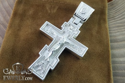 Orthodox cross with the prayer "Our Father" made of silver 33 grams for a man