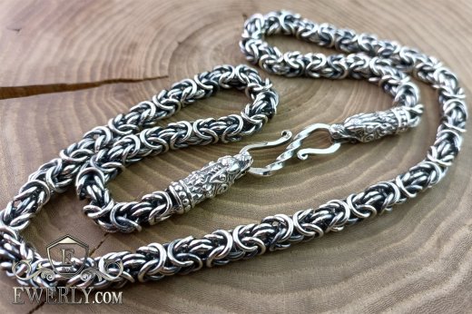 Buy large silver chain Malvina 125 grams with blackening