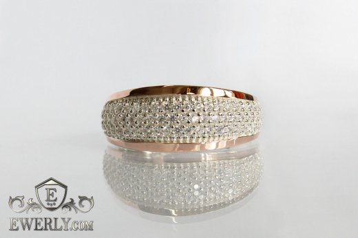 Женское серебряное кольцо 925 пробы с позолотой