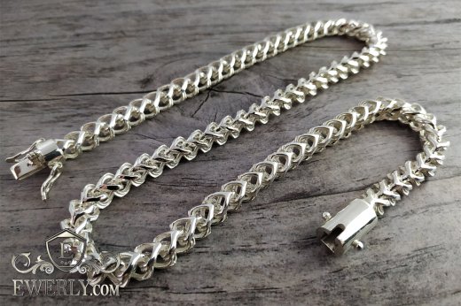 Авторская мужская массивная серебряная цепь - купить плетение из серебра 111508WW