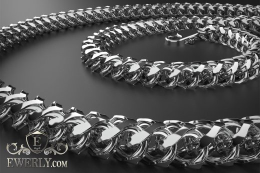 Авторская эксклюзивная серебряная цепочка - купить плетение из серебра 111508HT