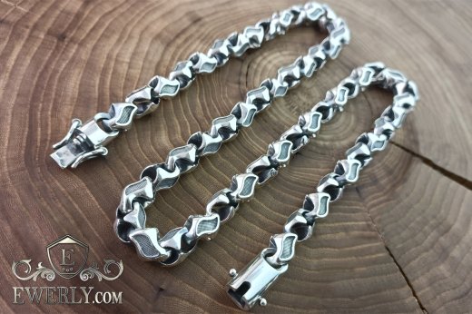 Chain silver thick 120 grams 60 cm with blackening