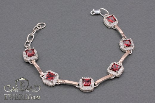 Bracelet "Casting with stones No.1" of  silver for women to buy 22003MO
