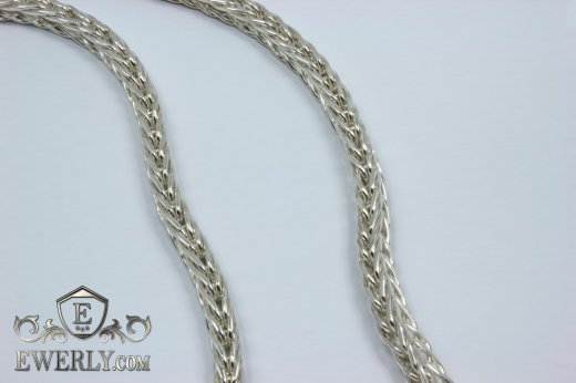Серебряная цепочка Колос, фото на шее
