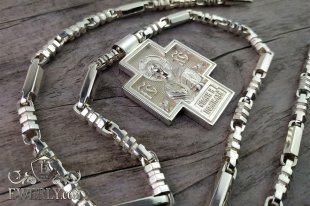 Kit : pendant of sterling silver and chain "Casting No.1", фото